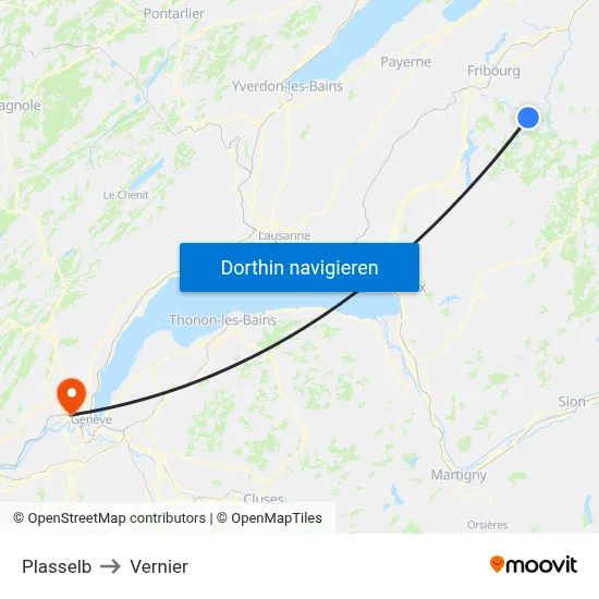Plasselb to Vernier map