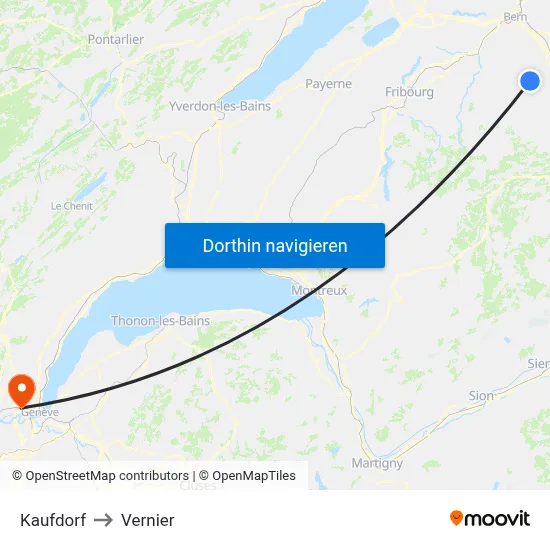 Kaufdorf to Vernier map