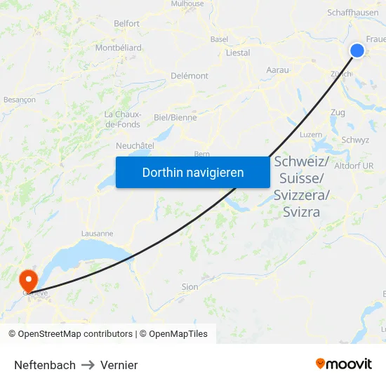 Neftenbach to Vernier map