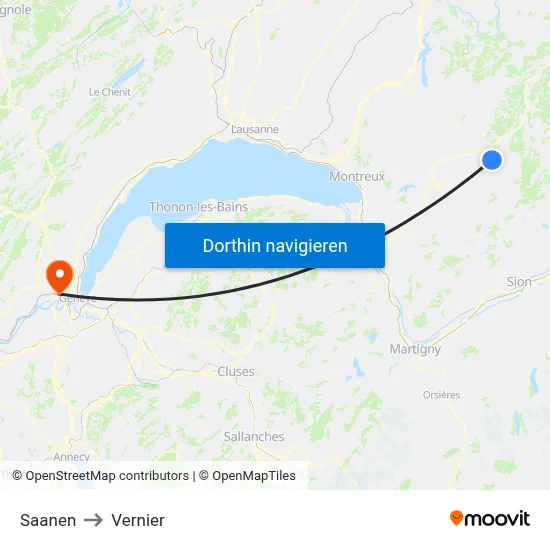 Saanen to Vernier map
