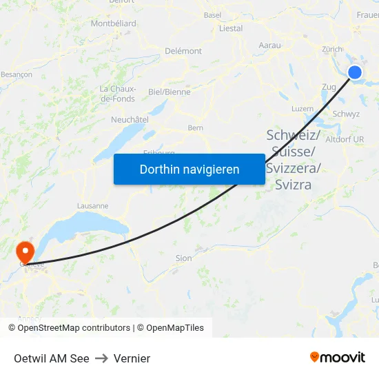 Oetwil AM See to Vernier map