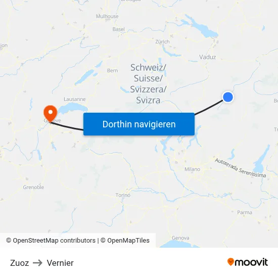 Zuoz to Vernier map