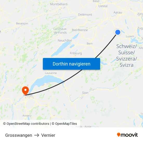Grosswangen to Vernier map
