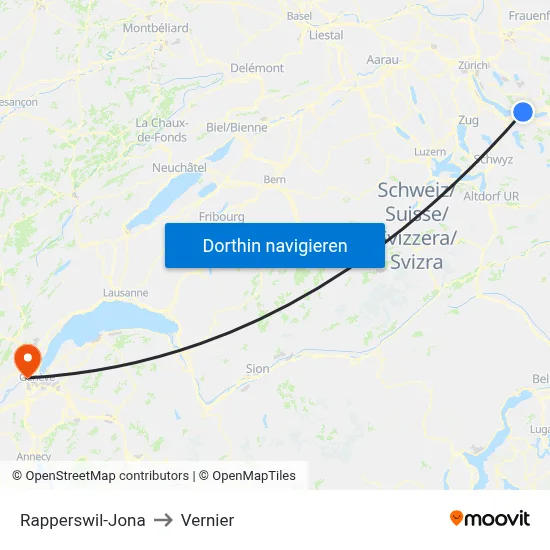 Rapperswil-Jona to Vernier map