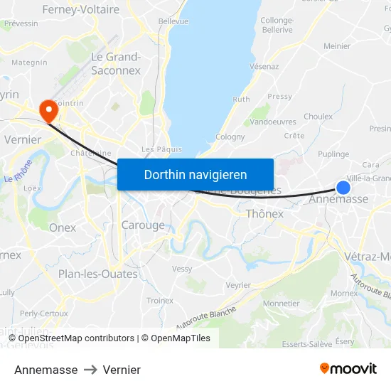 Annemasse to Vernier map