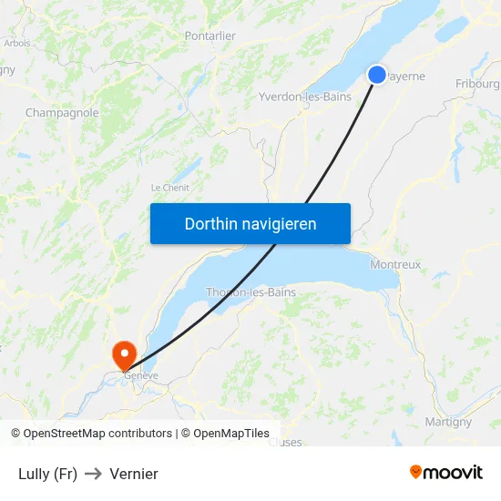 Lully (Fr) to Vernier map