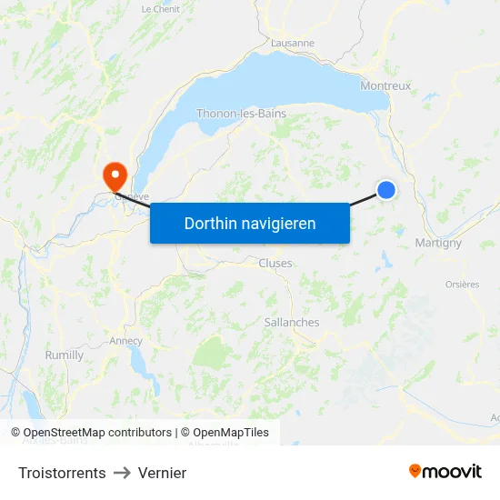 Troistorrents to Vernier map