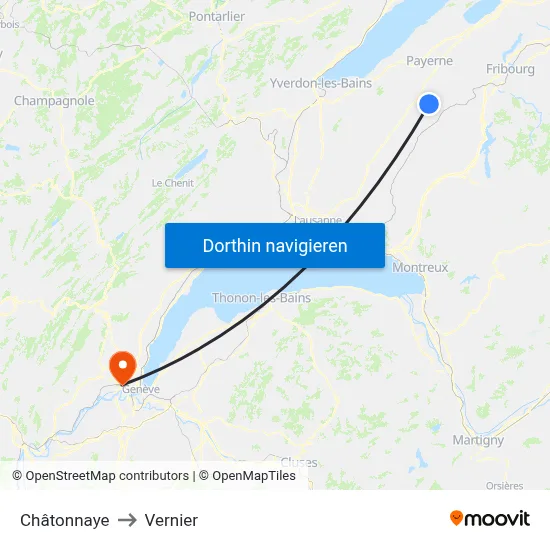Châtonnaye to Vernier map