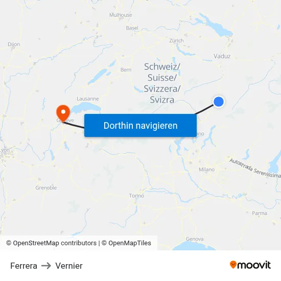 Ferrera to Vernier map