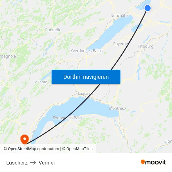 Lüscherz to Vernier map