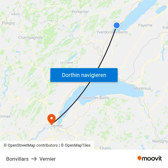 Bonvillars to Vernier map