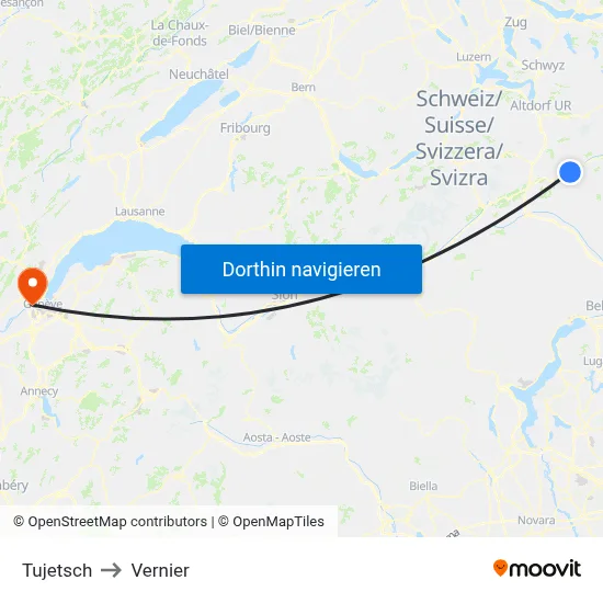 Tujetsch to Vernier map