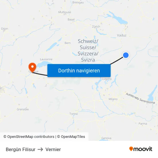 Bergün Filisur to Vernier map