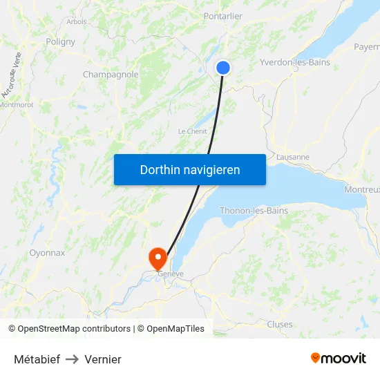 Métabief to Vernier map