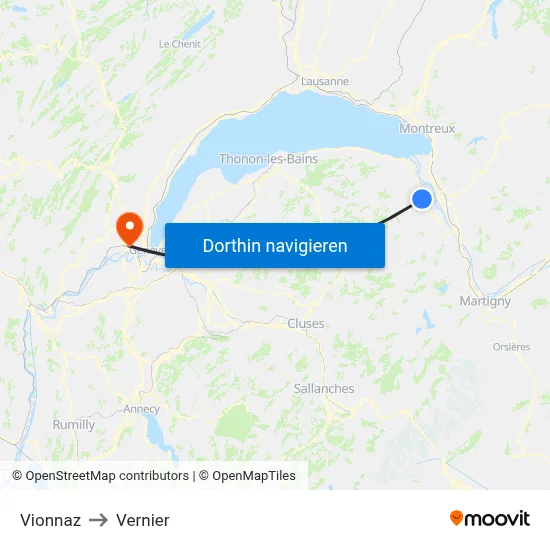 Vionnaz to Vernier map