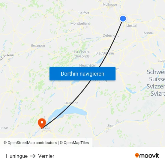Huningue to Vernier map