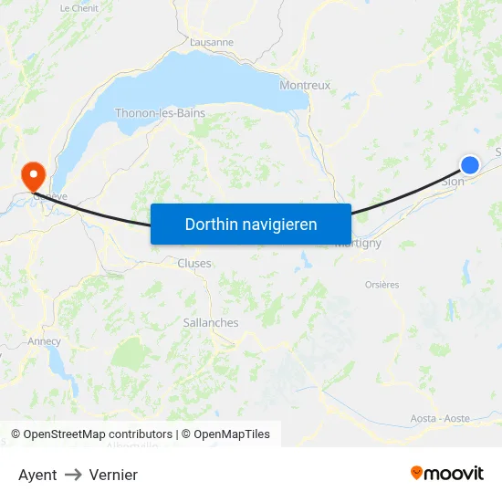 Ayent to Vernier map
