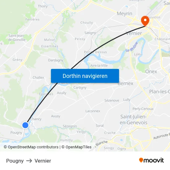 Pougny to Vernier map