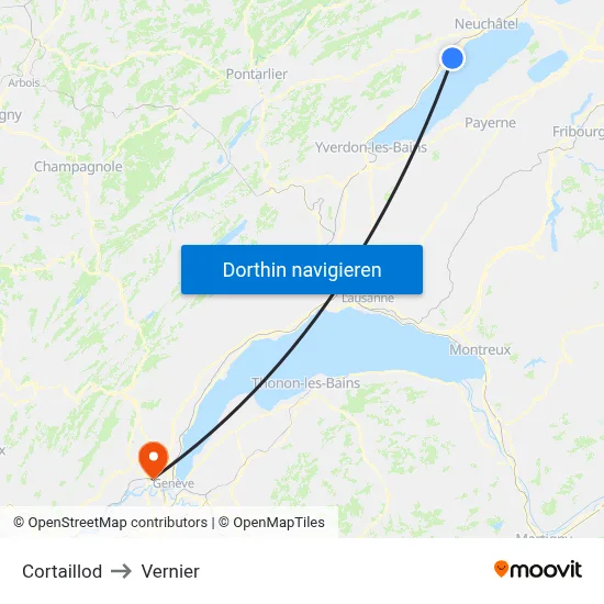 Cortaillod to Vernier map