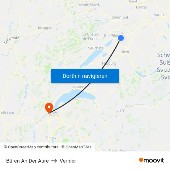 Büren An Der Aare to Vernier map