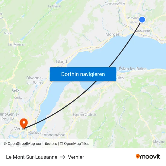 Le Mont-Sur-Lausanne to Vernier map