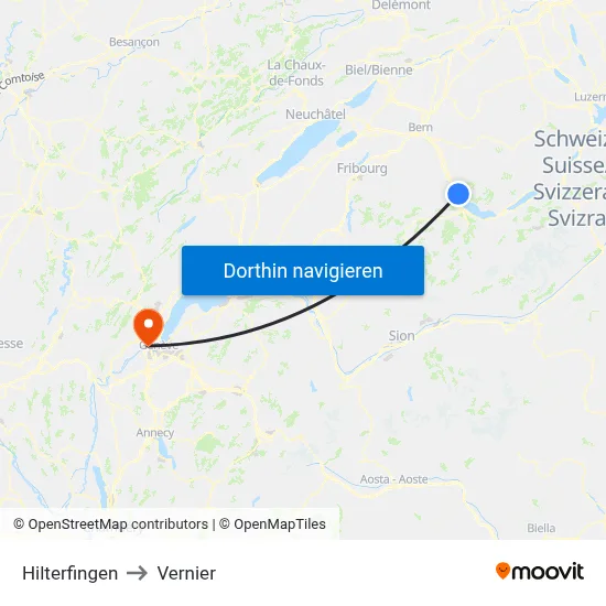Hilterfingen to Vernier map