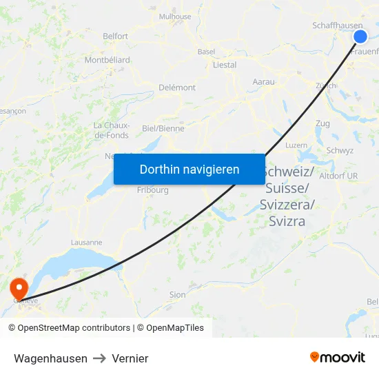Wagenhausen to Vernier map