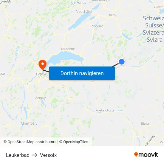 Leukerbad to Versoix map