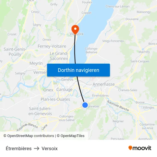 Étrembières to Versoix map