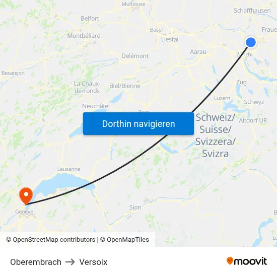 Oberembrach to Versoix map