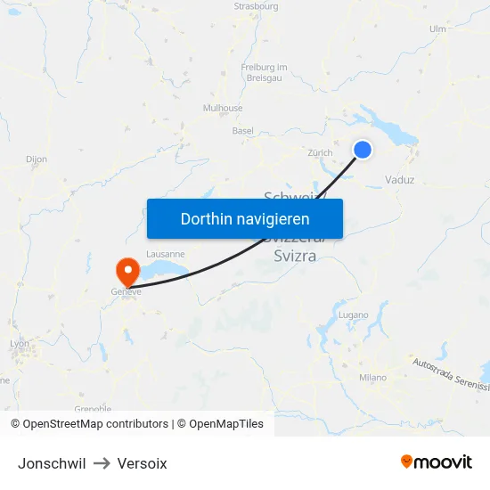 Jonschwil to Versoix map