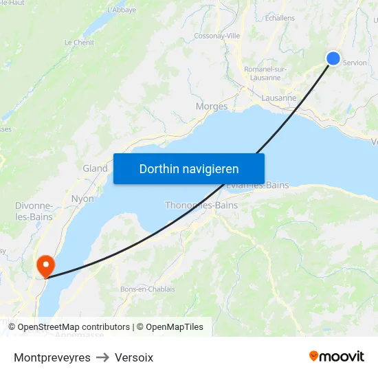 Montpreveyres to Versoix map