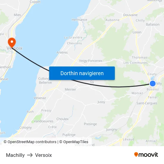 Machilly to Versoix map