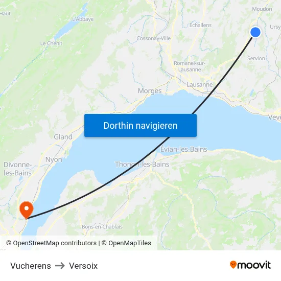 Vucherens to Versoix map