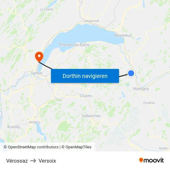 Vérossaz to Versoix map