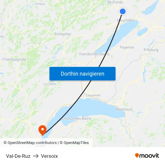 Val-De-Ruz to Versoix map