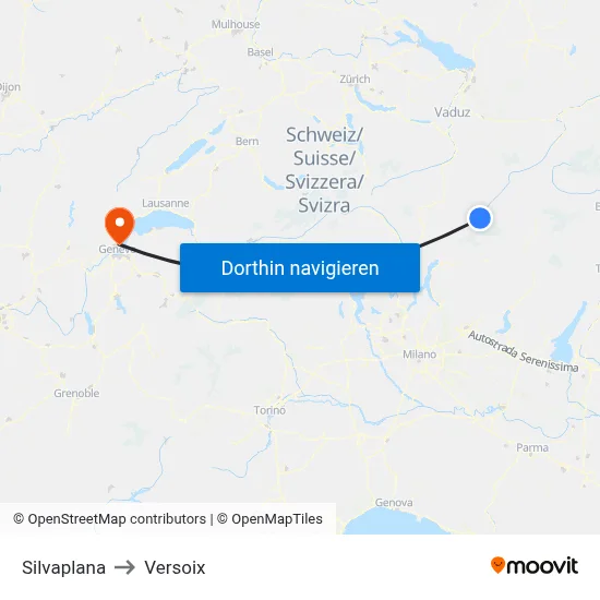 Silvaplana to Versoix map