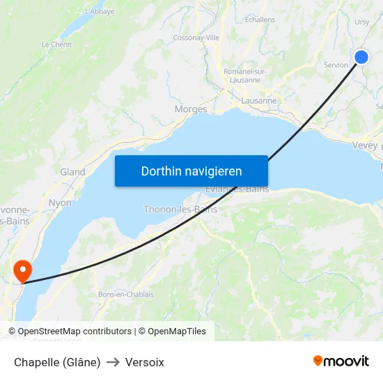 Chapelle (Glâne) to Versoix map