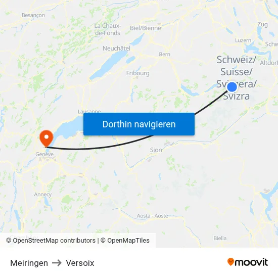 Meiringen to Versoix map