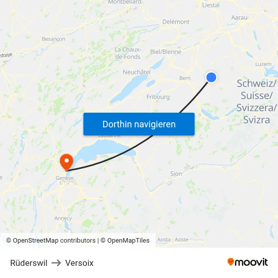 Rüderswil to Versoix map