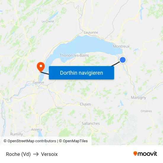 Roche (Vd) to Versoix map