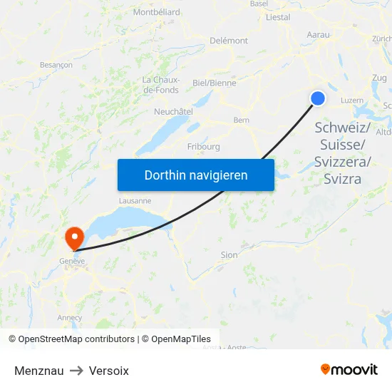 Menznau to Versoix map