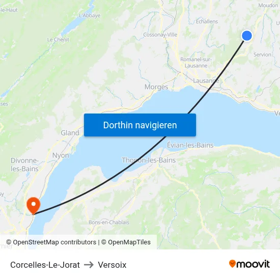 Corcelles-Le-Jorat to Versoix map
