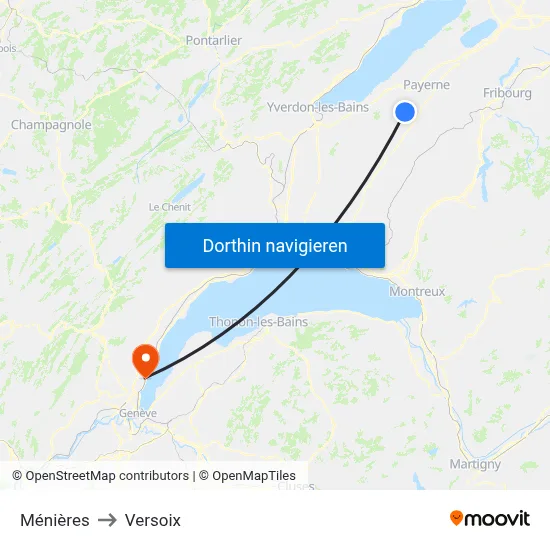 Ménières to Versoix map