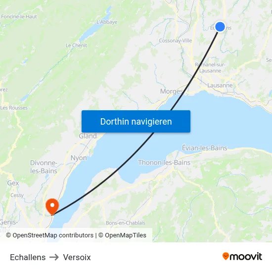 Echallens to Versoix map