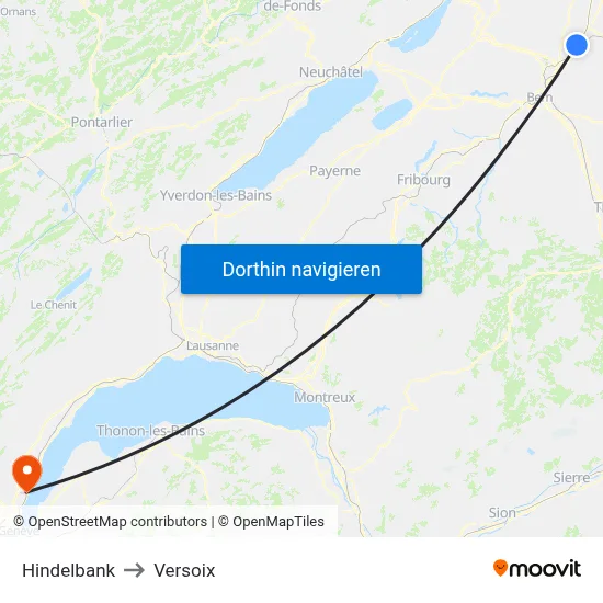 Hindelbank to Versoix map