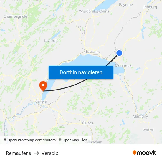 Remaufens to Versoix map