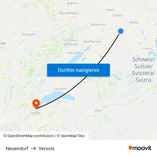 Neuendorf to Versoix map