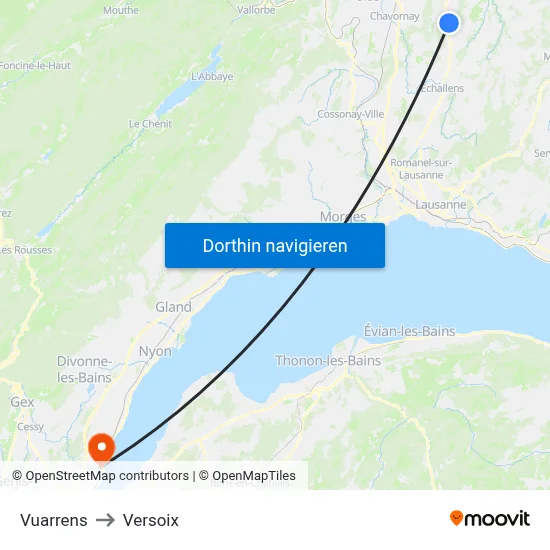 Vuarrens to Versoix map