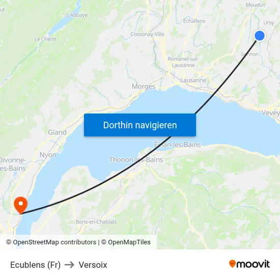 Ecublens (Fr) to Versoix map